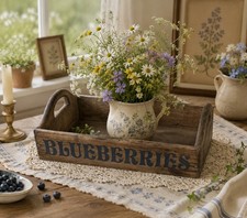 Vintage Blueberry Berry Box Wood Crate Farmho...