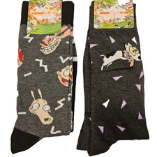 NWT Nickelodeon 3-Pairs Total Rugrats Characters Crew Socks Men's Size 6.5-12