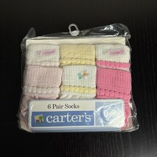Vintage Y2K CARTERS Baby Girl 0-9 Months 6 Pair Socks Pack Deadstock/NEW 2004