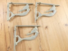 3 Cast Iron Mermaid Brackets **ENDS BROKEN** Garden Braces Shelf Bracket