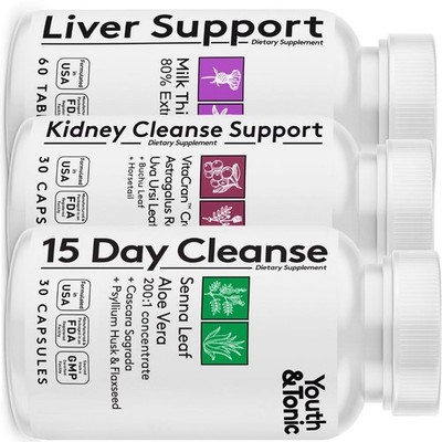 Youth & Tonic 3X Body Detox and Cleanse for Women & Men | Liver Kidney Support
