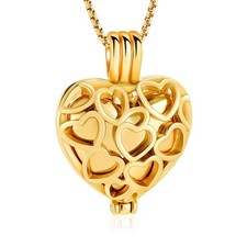 Cremation Locket Necklace Hollow Double Heart Urn Jewelry for Ashes Memorial