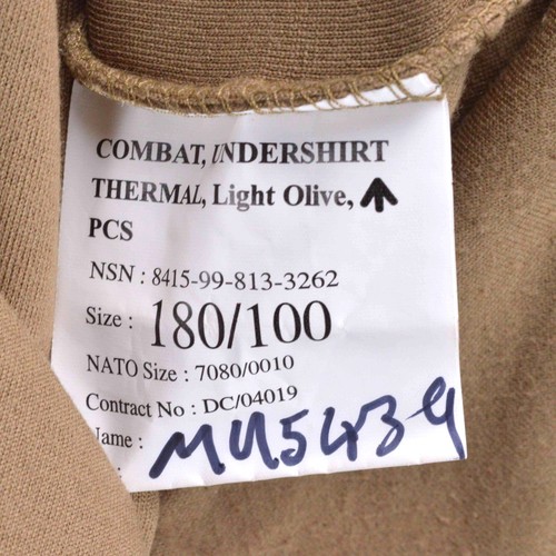 British Army Thermal Fleece Combat Undershirt 180/100 L Olive Base Layer Top - Picture 8 of 8