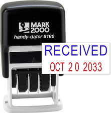 Mark 2000 Self-Inking Rubber Date Office Stamp with Received Phrase Blue Ink & D