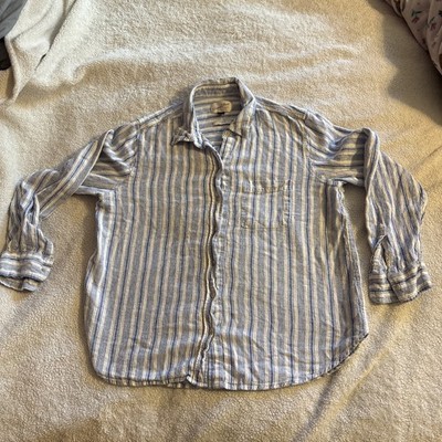 Universal Thread Women s Shirt Size S Blue White Stripes Boho Beach Ship Refund
