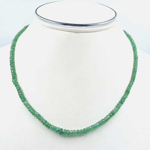 AA+ Faceted Zambian Emerald Beaded Necklace: Natural Green Gemstone Jewelry - Picture 2 of 7