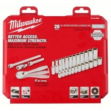MILWAUKEE 28pc 1/4 in Drive Metric Sockets – Model 48-22-9504