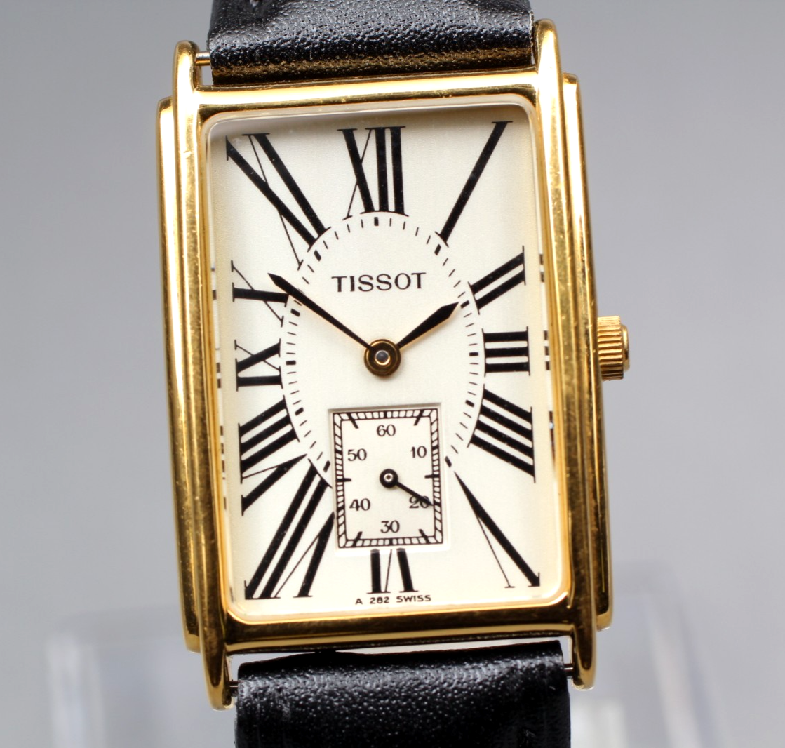 Tissot A282K 23mm Quartz Roman Dial Tank Watch Unisex Japan Near Mint