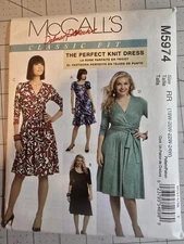 McCalls 5974 Knit Wrap Dress Sewing Pattern Size 18W-24W Uncut New 