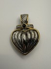 Vintage Twisted Cable Renaissance  Large 2-Tone Heart Shape Unmarked Pendant — photo 1