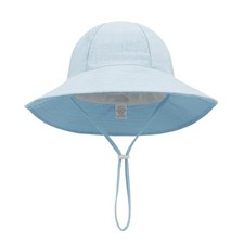 Muslin Baby Bucket Sun Hat UPF 50 Sun Protection Baby Bucket Hat 1-3T Blue