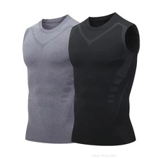 Men Compression Shirt Version Ionic Shaping Sleeveless Vest Sport Tank Top S-2XL