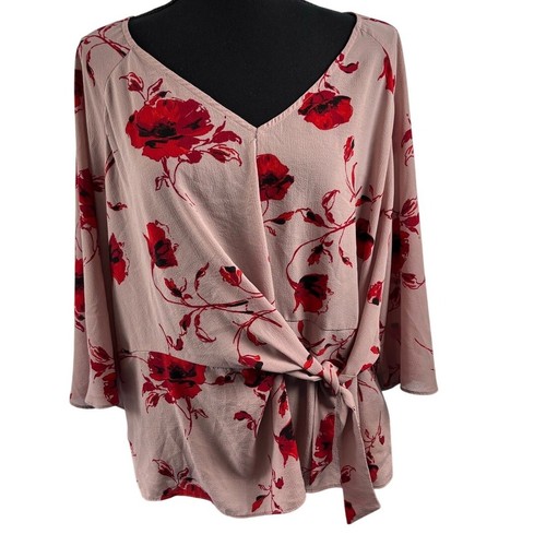 Jennifer Lopez Faux Wrap Long Sleeve Top XL