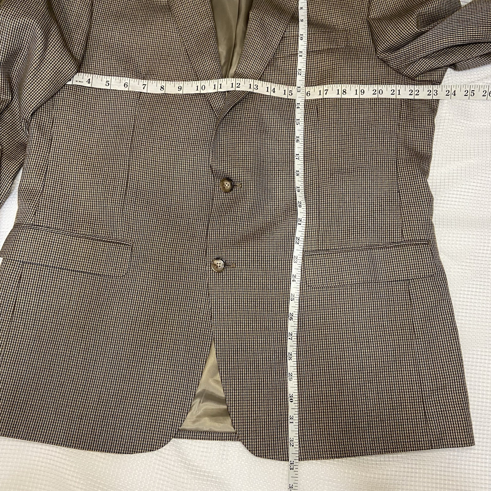 44L Chaps Brown Tiny Houndstooth Check Rayon-Blen… - image 5