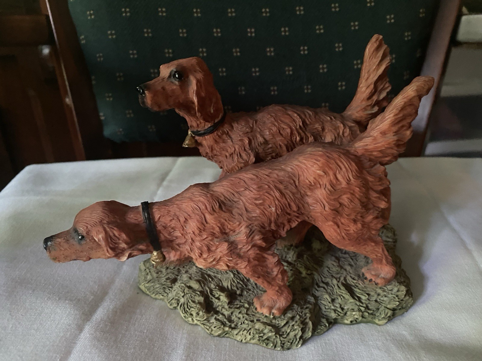 Red Hunting Dog Irish Setters Polystone Resin Decorative Pair