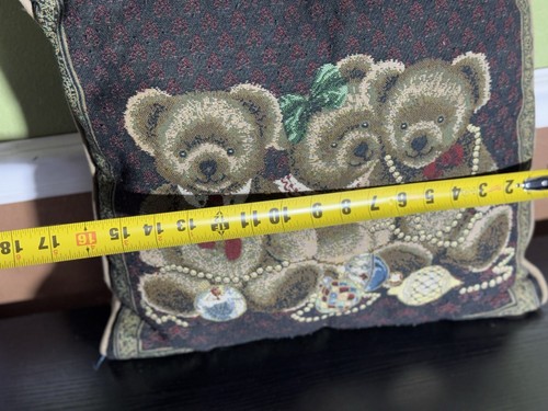 Vintage Decorative Christmas Teddy Bears Tapestry Accent Throw Pillow 16”x16” - Bild 13 von 13