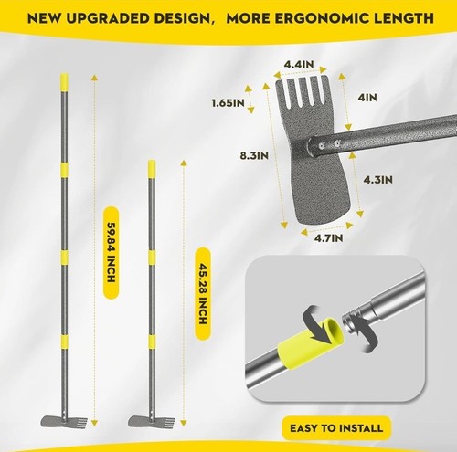 Hacke Gartengerät Vierkanthacke mit 5 Stangen Hacke Kultivator 2 in 1 Hand Gartengerät... - Bild 5 von 9