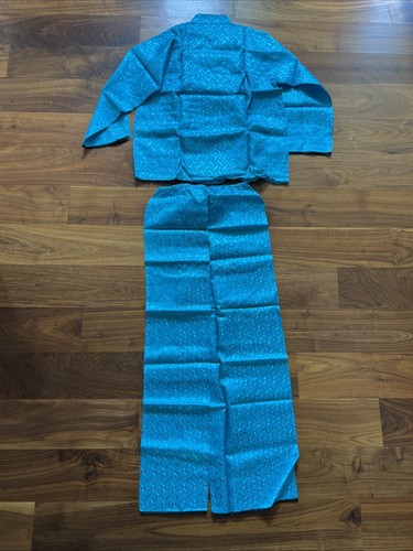 Vintage NEW Teal Pajamas Pant Suit Chinese Embroidered Flower NWOT Pink - Picture 6 of 7