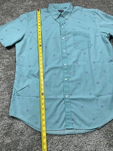 Van Heusen Shirt Mens Large Green Pinapple All Over Print Short Sleeve Preppy - Picture 12 of 17