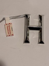 Letter H Silver Monogram Ornament Xmas Holiday Initial 3" NEW