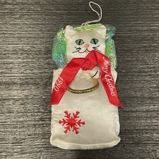 1990 Russ Fancy Feast Cat Merry Christmas Ornament w/ Box