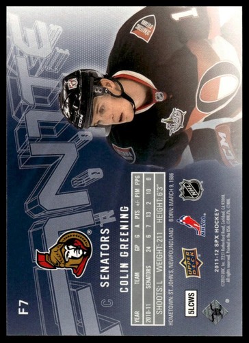 2011-12 SPx #F7 Colin Greening Finite Rookies #/499 - Picture 2 of 2