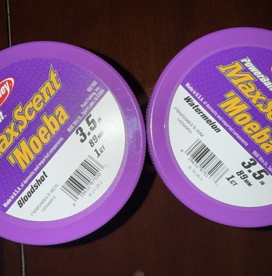 Lot of 2 Berkley PowerBait MaxScent Moeba 3.5in Bloodshot and Watermelon-1 each