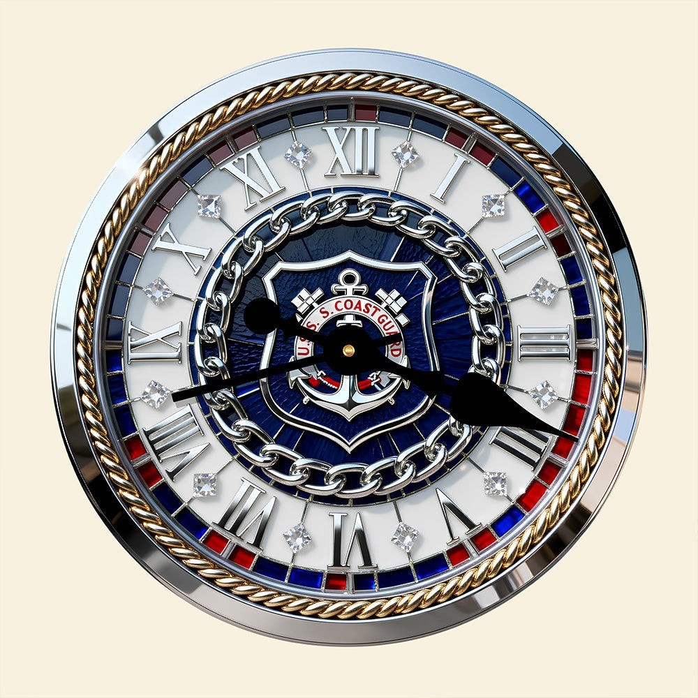 Personalized Name Blue Dial Roman Numeral Wall Clock Chain Frame Star Design