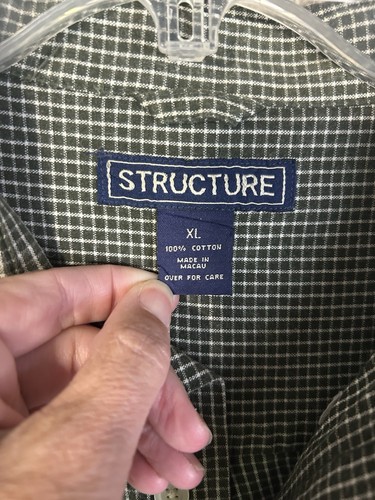 Vintage 90s Structure Shirt Men Large Plaid Long Sleeve Button Down Preppy XL - Picture 3 of 6