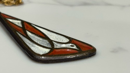 Vintage Terra Sancta Guild Necklace Enamel Modernist Pendant Israel - Picture 12 of 16