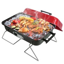 Portable Grill Outdoor Tabletop Grill Small Barbecue Smoker Folding BBQ Grill...