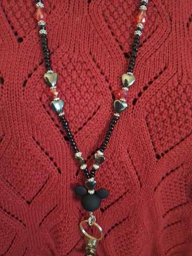 Lehrer Ausweishalter Mickey Minnie inspiriert Arbeit Abzeichen Schlüsselband Perlen Geschenk Mutter - Bild 1 von 4