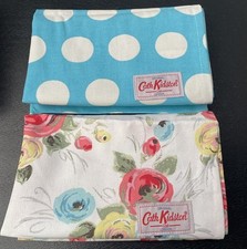 Cath Kidston Set Of 2 Tea Towels Blue &white polka dots +Roses Floral pattern  