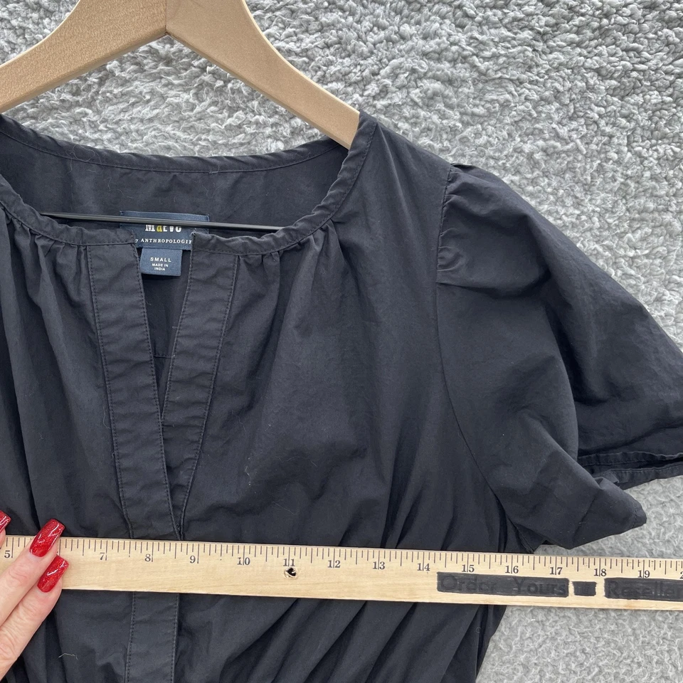 Maeve by Anthropologie Dress Small Black Cotton Boho Tiered Maxi Smocked Pockets - Image 4 of 4