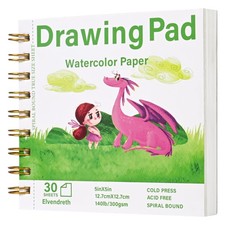 Watercolor Paper Pad 5x5 Inch 30 Sheets 300GSM Cold Press Spiral Bound Sketch