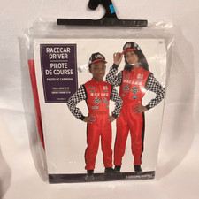 Party City Kids Red Black Race Car Driver Jumpsuit Halloween Costume Large NWT