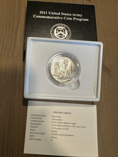 2011 D U.S. Army Commemorative Half Dollar Coin US Mint - Clad & Uncirculated - Picture 1 of 3