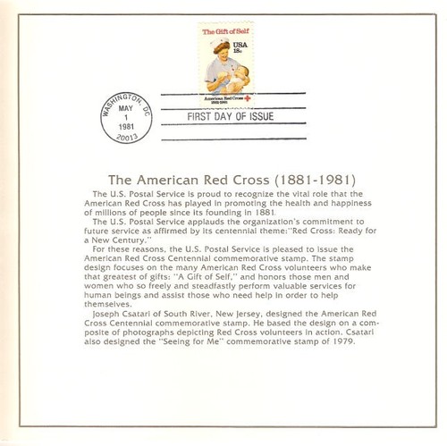 #1910 FD First Day Ceremony Program 18c American Red Cross Stamp - Picture 2 of 2