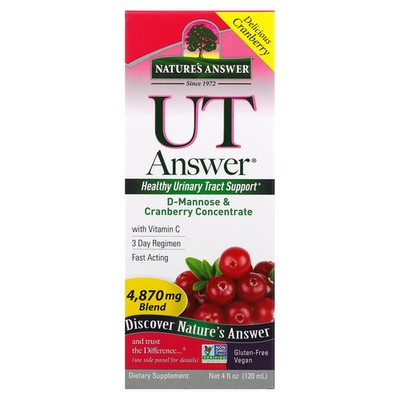 2 X Nature's Answer, UT Answer, D-Mannose & Cranberry Concentrate, 4,870 mg, 4 f