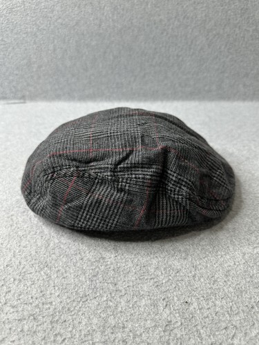 Gymboree Hat Newsboy Fitted Boys Large Gray Plaid Checkered Cotton Fall Style - Picture 2 of 8