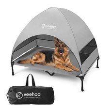 Elevated Grey Outdoor Dog Canopy Cooling Shade Bed 49L x 33W x 43.5H Dog Shade