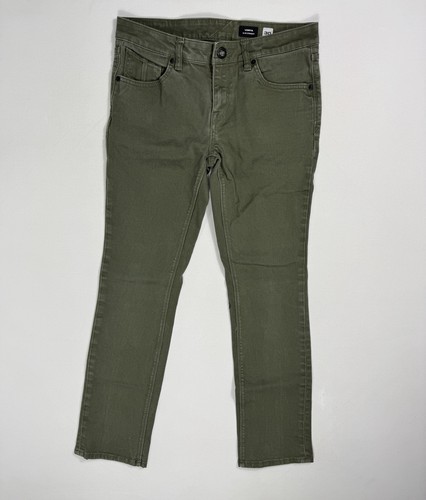Volcom Jeans Men 30x29 Green Vorta Slim Straight Denim Casual Stretch Street