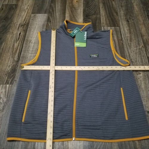 LL Bean Airlight Vest Mens XL Full Zip Stretch Lightweight Gray/Orange Ribbed - Picture 2 of 9
