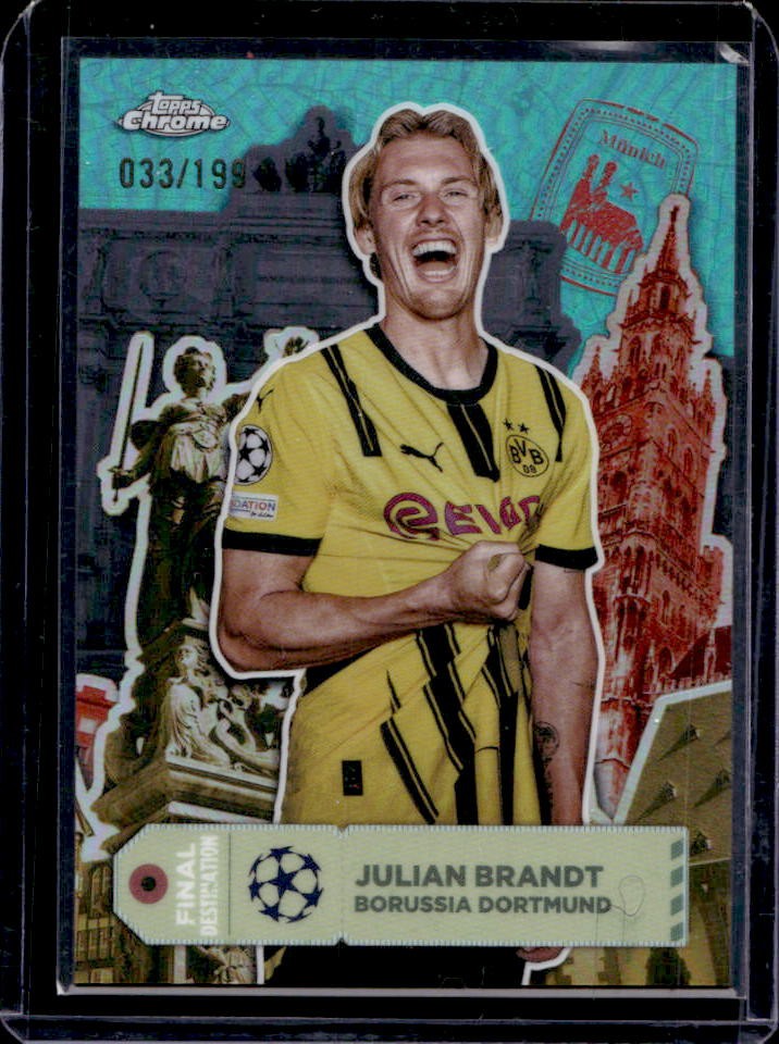 2024-25 Topps Chrome UEFA Julian Brandt Final Destination Aqua Refractor #33/199