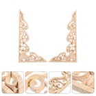 2 Pcs Wood Decoration Man Carved Flower Applique Unpainted