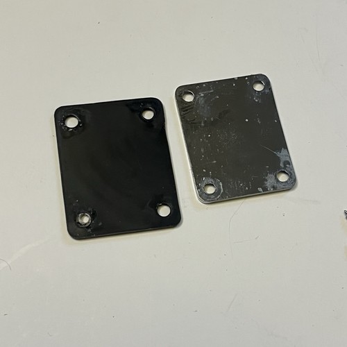 Samick Electric Guitar Neck Plate Black Chrome Stratocaster Bolt On W/ Screws - Picture 5 of 5