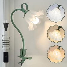 Flower Desk Lamp,Led Reading Light 360 Rotation Clip on Lamps,Vintage Flower Bed