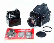 Mamiya 645 1000s with 80mm f2.8, 120 & 220 Film Inserts, Inst. Bk, Cap & Filter