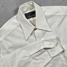 Vintage Sears Dress Shirt Mens 14.5 / 32 Solid White Button Up Disco 70s 80s