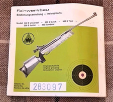 RARE Original FWB Feinwerkbau 300 300s Recoilless Air Rifle Instruction Booklet